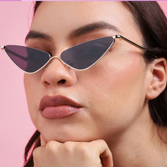 Slim Chrome Cateye Sunglasses - Picture 1 of 10